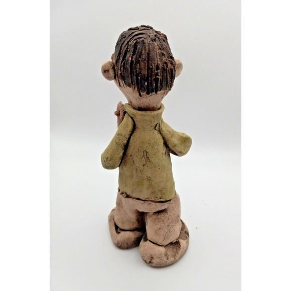 Bonsan Japanese Earthenware Girl & Boy Unglazed Pottery- Vintage Handmade - Picture 9 of 12